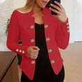 thumbnail image 2 of YDFCWXW Women's Double Slim Fit Blazers Notch Lapel Work Office Suits Casual Open Front Blazer Red, 3XL, 2 of 5