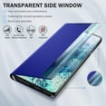 thumbnail image 4 of for Samsung Galaxy S20+ 5G Case View Clear Smart Window Leather for Samsung S20+ Case Slim Mirror Hard PC Kickstand Luxury Flip Shockproof Galaxy S20 Plus Cover (Blue), 4 of 7