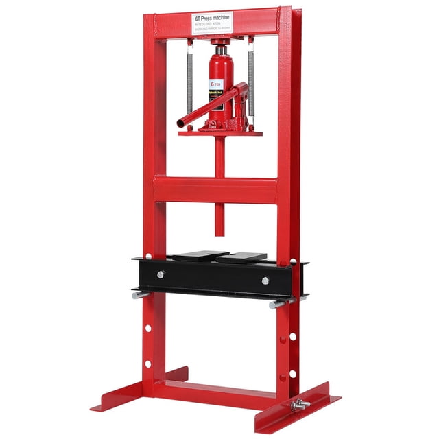 TROPOW Presse d'Atelier Hydraulique de 6 Tonnes – Presse à Cadre en H Robuste avec Hauteur Réglable, Doubles Plaques et Couvercle Anti-Poussière – Rouge