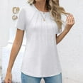 thumbnail image 5 of YI YI Womens Summer Short Sleeve Tops Crewneck Pleated Dressy Casual Top Basic T Shirts Work Tee Blouses 2XL White, 5 of 9