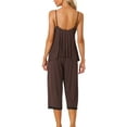 thumbnail image 3 of INSPIRE CHIC Women's Pajama Set Cami Top with Pants Lounge 2 Pcs Sleepwear Knit Waffle S Brown, 3 of 5