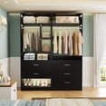 thumbnail image 3 of Homieasy 48" Walk-in Closet System - Heavy Duty Closet Organizer with 5 Wood Drawers, 2 Hanging Rods & 7 Shelves (48"L x 15"W x 80"H) for Bedroom, Entryway, Modern,Black, 3 of 7