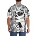 thumbnail image 5 of Fotbe Floral Sugar Skull Portrait print Short Sleeve Button Down Shirts for Men Casual Summer Beach Wrinkle Free Shirt-4X-Large, 5 of 7