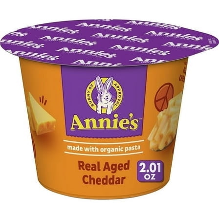 (4 pack) (4 pack) Annie's Real Aged Cheddar Microwavable Mac and Cheese with Organic Pasta Cup, 2.01 oz