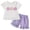 Purple, variant on Toddler Baby Girls Summer Clothes Smocked Short Sleeve T-Shirt Tops Ruffled Plaid Short Sets Cute Outfits 2Pcs (Pink, 12-18 Months)