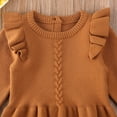 thumbnail image 3 of Arvbitana Baby Girls Knitted Sweater Romper Long Sleeve Ruffle Button Bodysuit Jumpsuit Clothes, 3 of 8
