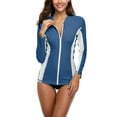 thumbnail image 1 of Beautyin Rash Guards à Fermeture Éclair pour Femmes Manches Longues Patchwork Athlétique, 1 of 6