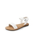 thumbnail image 1 of Sandalia DREAM PAIRS plana con correa al tobillo y hebilla blanca, 1 of 6