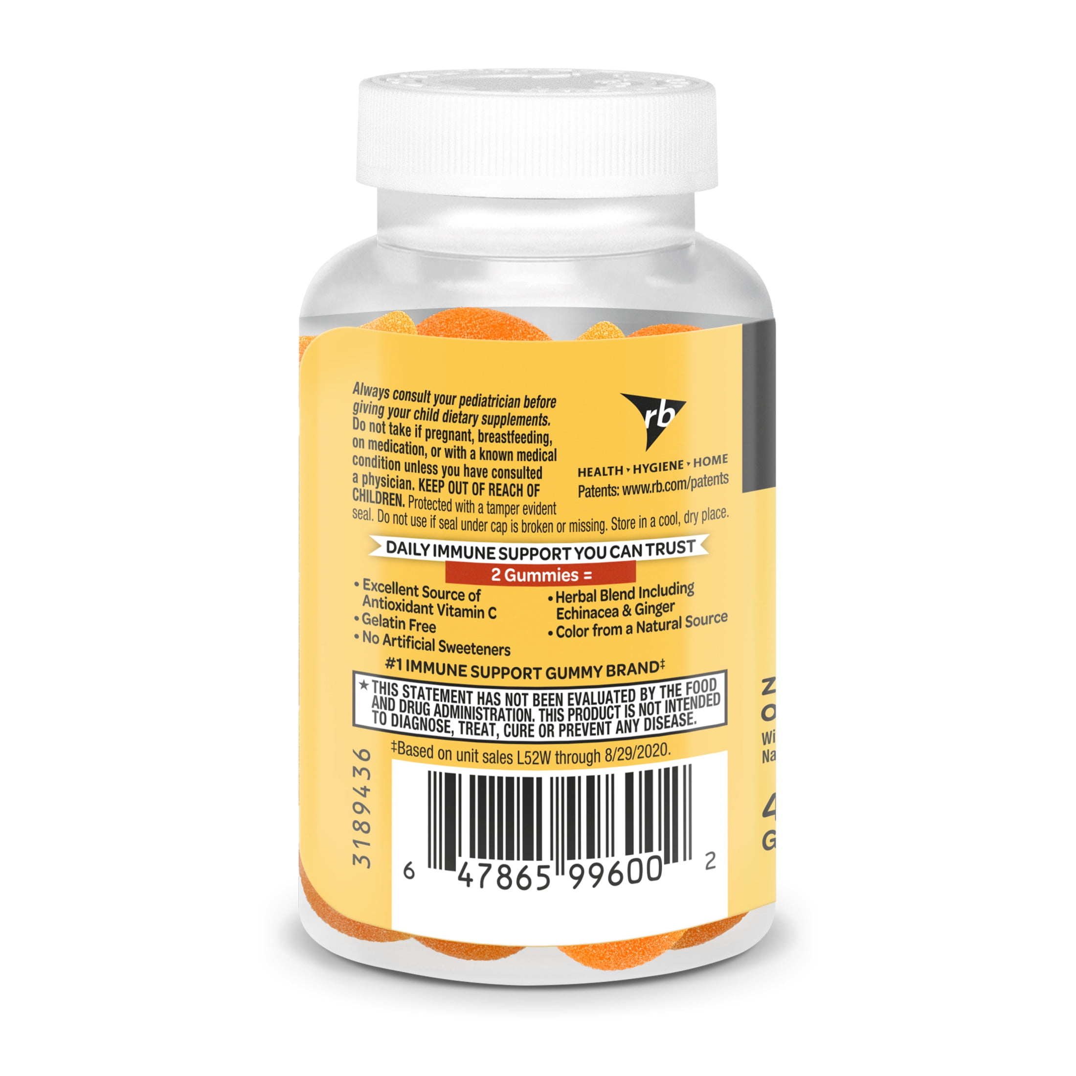 Airborne Simply-C Vitamin C Immune Support Gummies, Zesty Orange Flavor, 44 Count