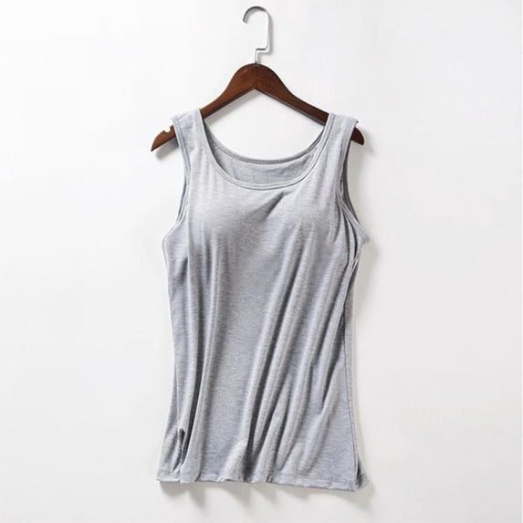 Women Cotton Tank Tops, Casual Sleeveless Solid Padded Tee