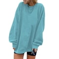 thumbnail image 2 of Langwyqu Solid Color Spring Fall Women Long Sleeve Loose Hoodies Sweatshirt, 2 of 5
