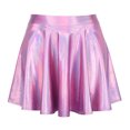 thumbnail image 3 of HDE Girl's Metallic Skater Skort Dance Athletic Shiny Holographic Scooter Skirt, 3 of 6