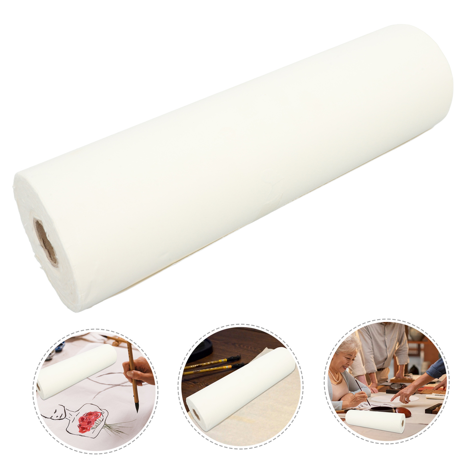 Luxshiny Thick White Sketch Paper Roll for Painting and Chinese Artists, Ideal Drawing and Art Supplies Set