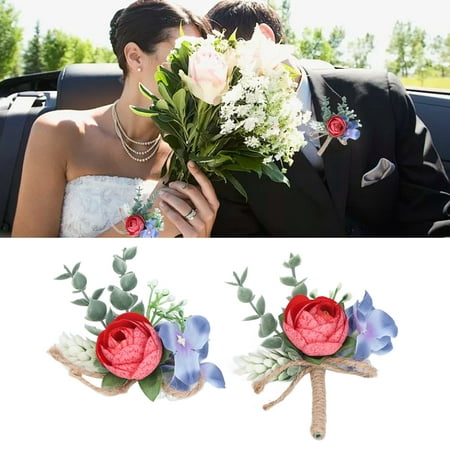 LYUMO Corsage Bridesmaid Groom Portable Reusable Exquisite Korean Rose ...