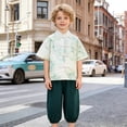 thumbnail image 2 of Boys Summer Outfits Boys Summer Button Cropped Pants and Short Sleeve Top Casual Set Boys' Clothing Sets Light Green 1-2 Years, 2 of 5
