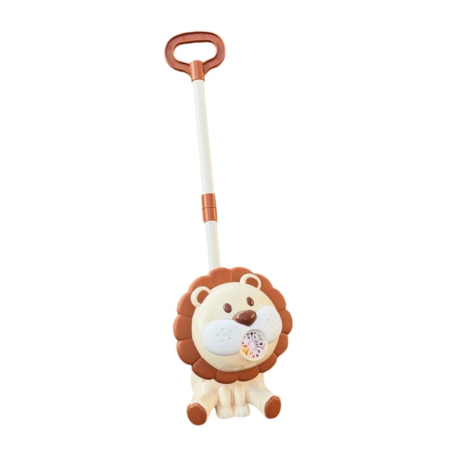 HTHLVMD Lion Push Bubble Machine, Bubble Walker Toy, Lion Push Bubble Blower, Automatic Bubble Machine Walker Toy With Handle, Outdoor Activity Toy With 2 Bottles of Bubble Solution, Orange