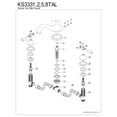 thumbnail image 4 of Kingston Brass KS3332TAL Tudor Two-Handle Deck Mount Roman Tub Faucet, Polished Brass, 4 of 5