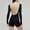 Black, variant on ORVELLUNE Women's Long Sleeve Yoga Romper, Deep U-Back Fitted Athletic Workout One-Piece Shorts