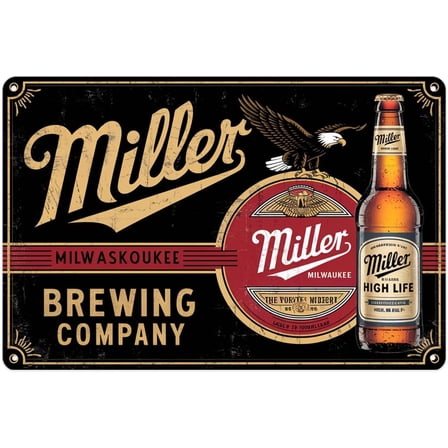 Vintage Miller High Life Beer Milwaukee Brewery Tin Sign Metal Sign Suitable for bar decor, home decoration, garage decor 8 x 12, easy to hang