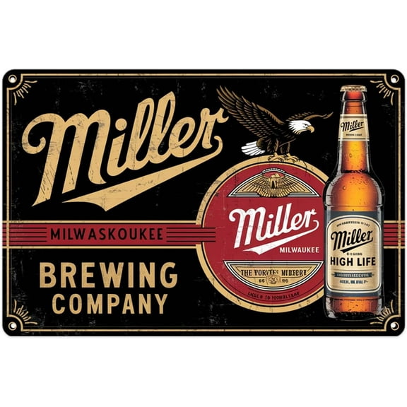 Vintage Miller High Life Beer Milwaukee Brewery Tin Sign Metal Sign Suitable for bar decor, home decoration, garage decor 8 x 12, easy to hang