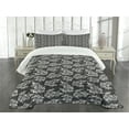 thumbnail image 3 of Ambesonne Damask Quilted Bedspread Set 3 Pcs, Flower Bouquets Bridal, King Size, Dark Taupe White, 3 of 5