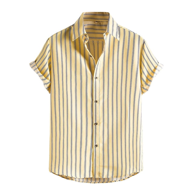 Camisas s Para Hombre Slim Fit Camisa floral para hombres Tropical Casual Manga corta Botón abajo Impreso Camisas de playa (Yellow, 3XL)