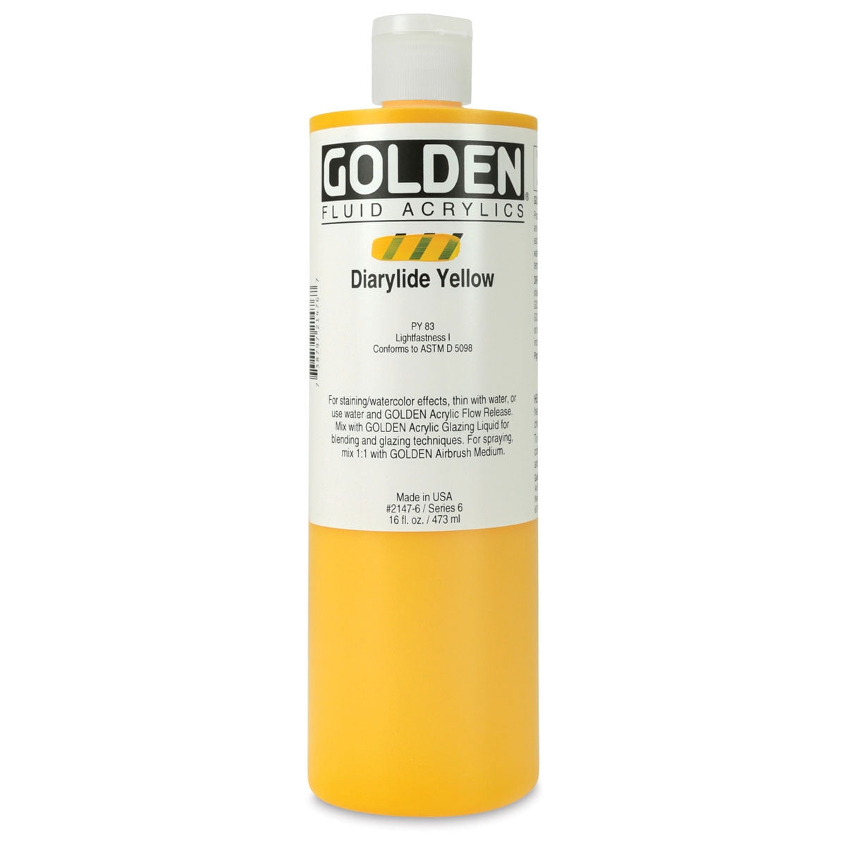 Golden Fluid Acrylic Paint - Diarylide Yellow, 16 oz