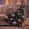 thumbnail image 6 of Sparkling Halloween Disco Pumpkin Pattern Festive Black Background, Festive Halloween Scene, Warm Flannel Blanket for Living Room and Family Room, Art Lovers Halloween Gift, Festive Home Decor, 6 of 9