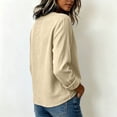 thumbnail image 5 of Women V Neck Button Down Blouse, Roll-Up Long Sleeve Linen Tops Daily Casual Dressy Shirt, 5 of 7