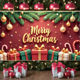 thumbnail image 5 of Red Theme Christmas Banner Gold Decorations Festive Backdrop Gift Boxes Snowflakes Holiday Background for Christmas Party Indoor Decoration Family Event, 5 of 9
