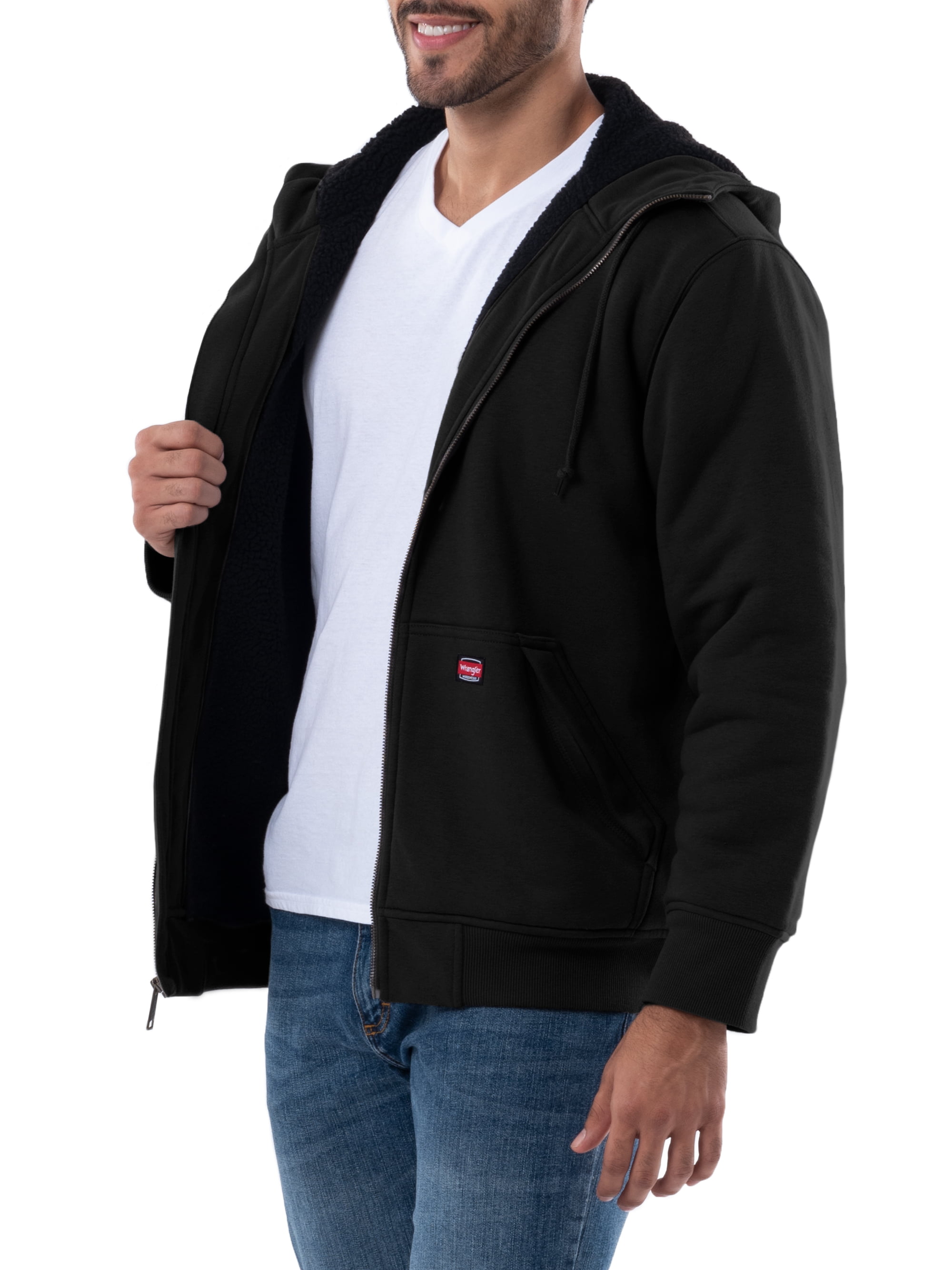 Wrangler Workwear Men's & Big Men's Full Zip Sherpa Lined Hooded Sweatshirt,  Sizes S-5XL 