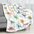 thumbnail image 3 of Dinosaur Blanket Soft Flannel Lightweight Dinosaur Cartoon Throw Blanket Dino Gifts for Kids Boys Girls Super Cozy Plush Cute Dinosaurs Blanket for Sofa Bed Living Room Blankets Decor White(40"x50"), 3 of 9
