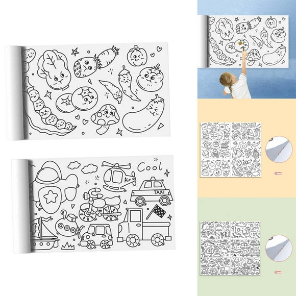Rollo de papel para Colorear para Niños Grandes perfecl 2 piezas Mantel con Línea de Rasgado
