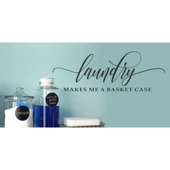 Laundry Room Decals Makes Me A Basket Case Funny Quote Wall Stickers 23x8-Inch Black