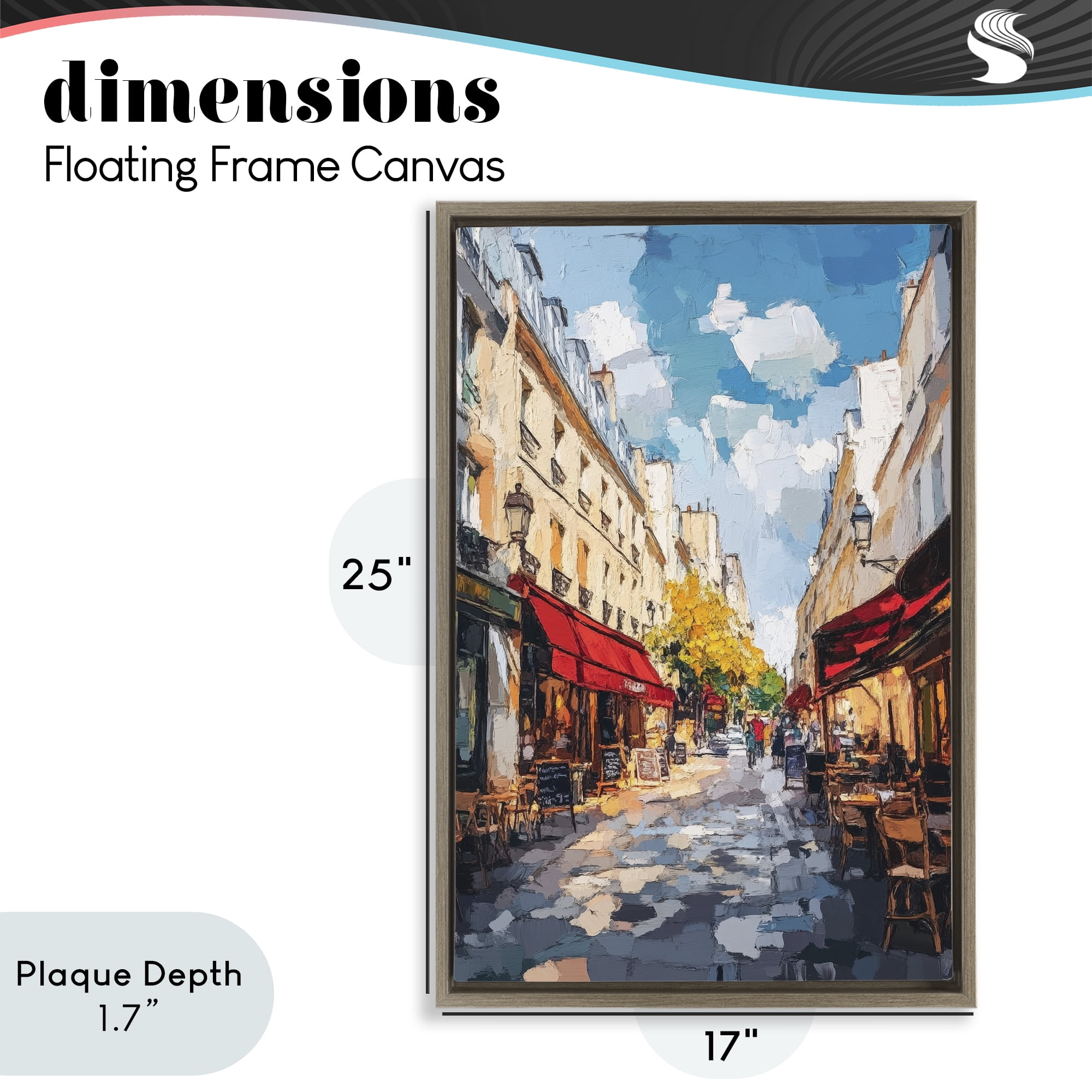 Stupell Industries Charming Paris Street Scene Brown Framed Floater Canvas Wall Art, design by Petal Prints Design