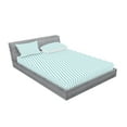 thumbnail image 2 of Ambesonne Modern Fitted Sheet & Pillow Sham Set, Soft Skewed Bold Lines, Full, Pale Blue White, 2 of 2