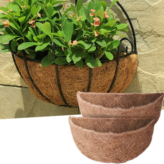 Travelwant 2Pcs Round Coco Liners for Hanging Basket, Coconut Fiber Planter Liners Coconut Fiber Liners for Wall Hanging Baskets, Garden Planter Flower Pot