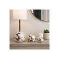 thumbnail image 3 of Decorative Ceramic Orbs for Home Decor - Butterfly Ornaments for Bathroom, Office, Room, and Living Room - Sculpture Accents for Shelf and Coffee Table Decor - Set of 3, 6", 5", 4", White & Orange, 3 of 11