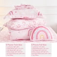 thumbnail image 7 of Kids Twin Bed in a Bag for Girls, 6 Piece Rainbow Pink Comforter Set, Soft Microfiber Bedding Set with Sheets, Shams & Toy Pillow, 7 of 7