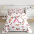 thumbnail image 2 of Homewish Letter A Monogrammed Bedding Comforter Set,Cute Cartoon Flower Twin Comforter Sets,Romantic Valentine'S Day Bedding Set For Girls,Microfiber Room Decorative Reversible,2pcs, 2 of 8
