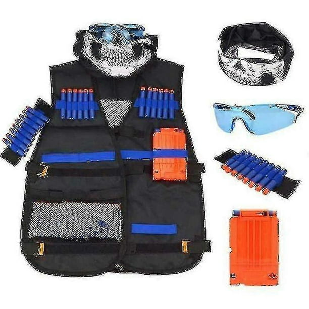 Tactical Vest Jacket Set Elite Set, Nerfe Vest, Tactical Vest, Nerf Accessories Set Kids Tactical Vest With 60 Darts + 1 Nerfe Glasses + 1 * 6 Soft Da