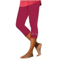 thumbnail image 3 of Kinrui Women Capri Leggings Dressy Casual Summer Capris Knee Length Crop Pants Trendy Lightweight Printed Capris Pants Red XL, 3 of 5