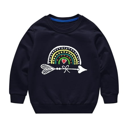

YWLINK Toddler Boys Girls Sweatshirt Pullover Round Neck Long Sleeve Rаinbow Print Long Sleeve Round Neck Sweater Party Birthday School Kids Clothes