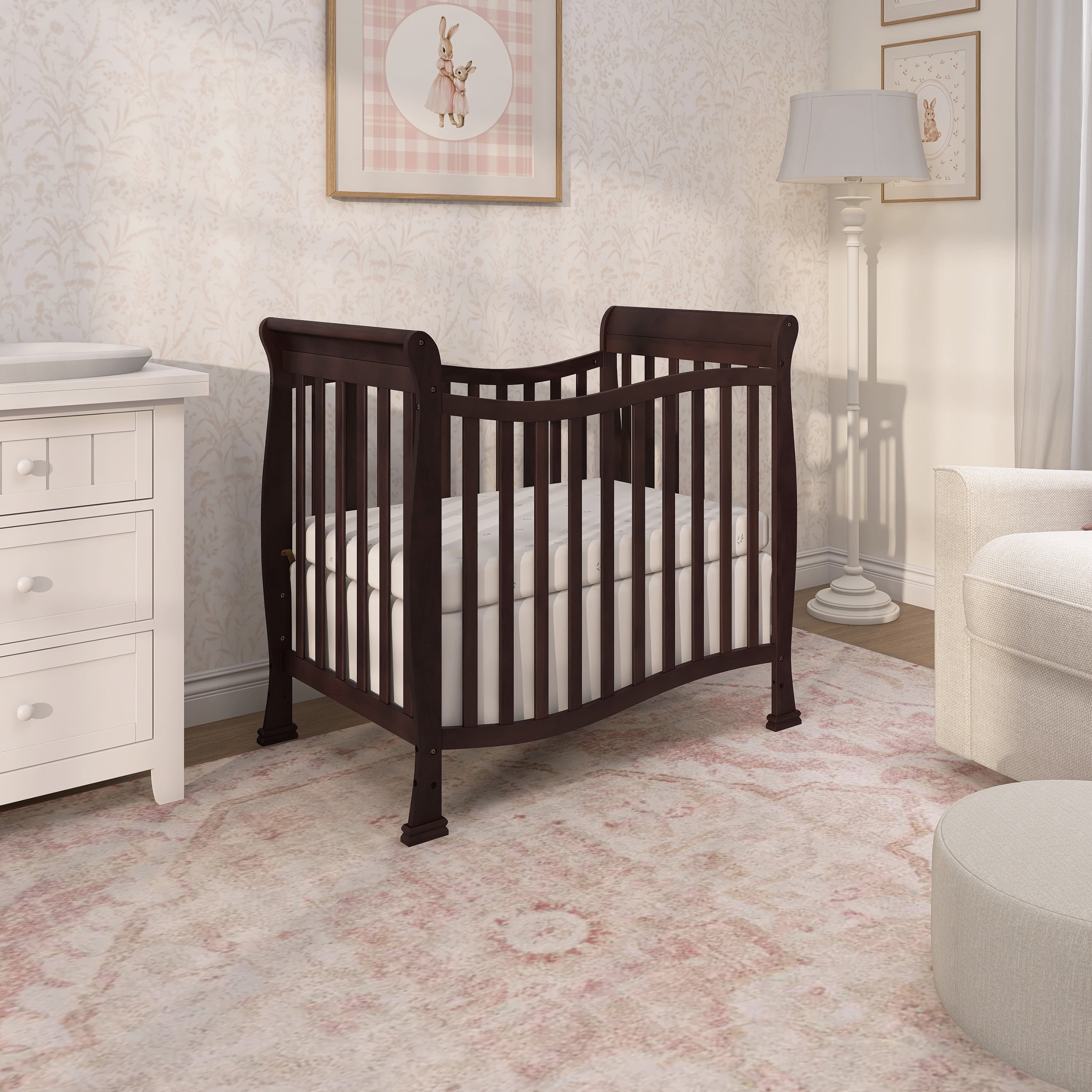 Dream On Me Piper 4-in-1 Convertible Mini Crib Espresso