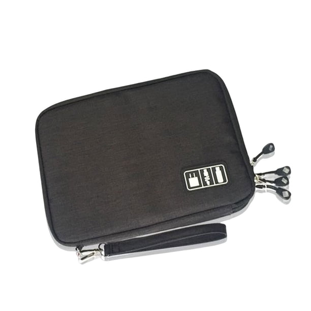 Sonducket Bolsa de almacenamiento de Cable USB impermeable de 2 capas, portátil, para viajes en casa, oficina, dormitorio, disco Flash, línea Carteras S Negro