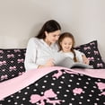 thumbnail image 4 of Erosebridal Black Pink Bow-tie Bedding Comforter Set 7pcs for Girl, Princess Cartoon King Bedding Sets, 4 of 7