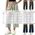 thumbnail image 3 of Vynhevius Womens Straight Leg Cropped Capri Jeans with Pockets Drawstring Elastic Waist Washed Loose Summer Street Casual Solid Denim Wear, 3 of 5