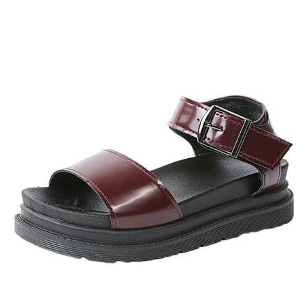 

Dpityserensio Womens Summer Sandals Casual Round Head Comfy Sandals Beach Casual Slipsole Shoes Red 4.5(35)