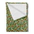 thumbnail image 2 of Papaya Soft Flannel Fleece Throw Blanket, Pattern of Halved Papaya Fruits with Tropical Foliage on a Pale Blue Background, Cozy Plush for Indoor and Outdoor Use, 50" x 60", Multicolor, by Ambesonne, 2 of 5