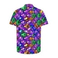 thumbnail image 5 of Cloaraye Mens Mardi Gras Shirt Plus Size Short Sleeve Button Down Hawaiian Shirts Carnival Turndown Collar Summer Tops Beach Vacation Holiday, 5 of 5